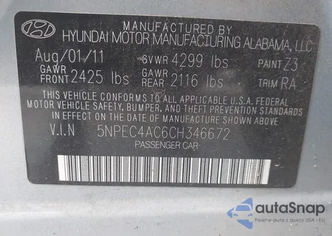 2012 Hyundai Sonata Limited from USA, damaged, VIN 5NPEC4AC6CH346672